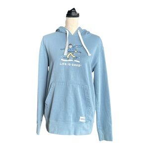 Life is Good Men's Small Blue Skier Jake Pullover Hoodie Size S